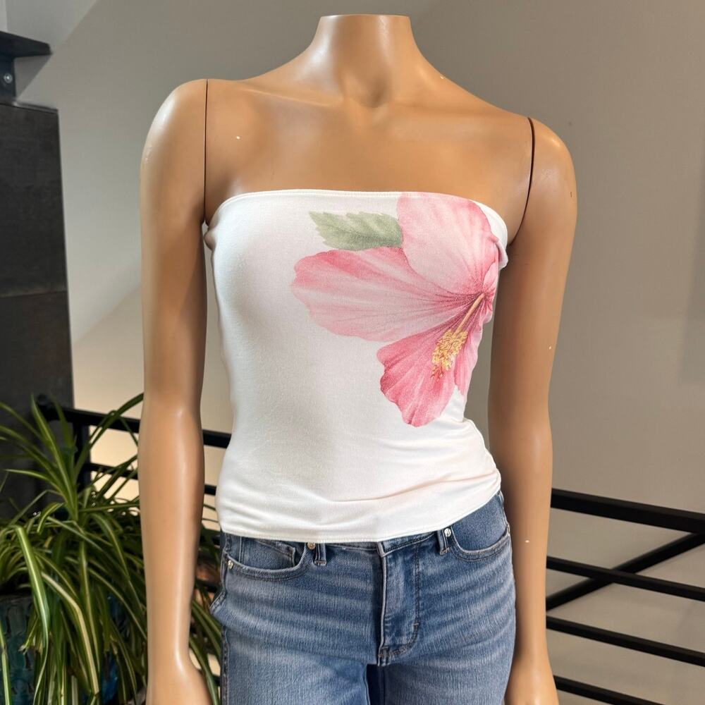 Hollister Taylor Reversible Hibiscus Tube Top Pink Floral Size S Small Viral